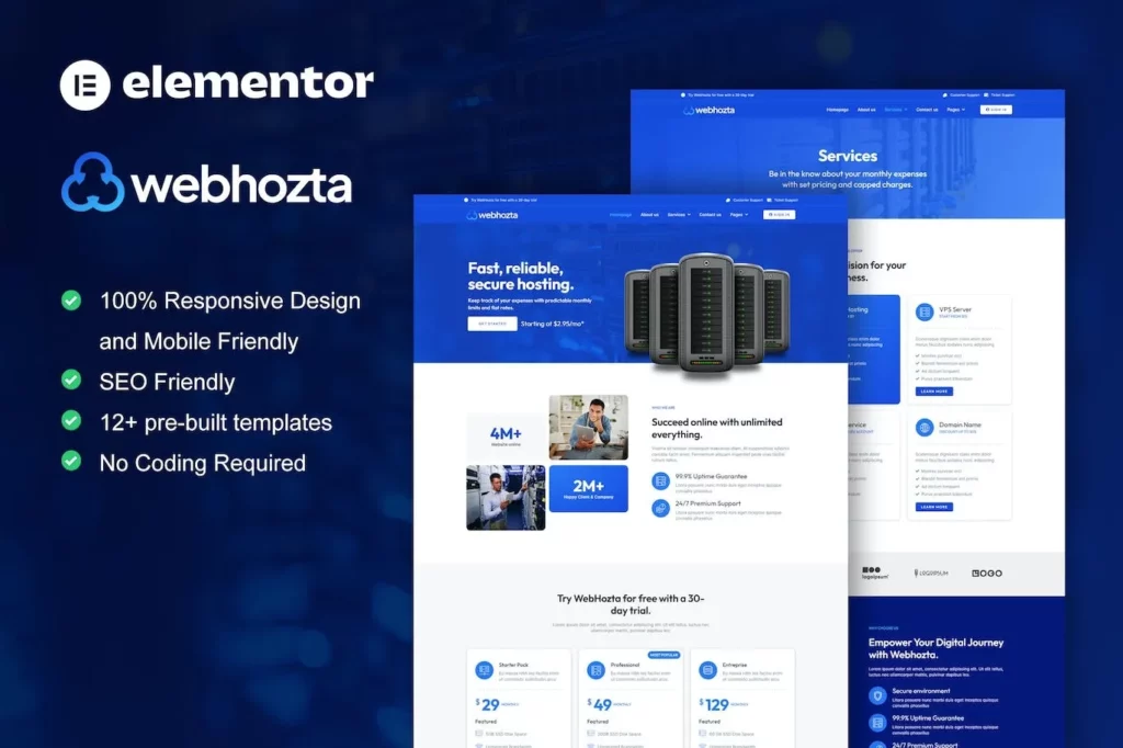 WebHozta – Hosting Service Elementor Template Kit
