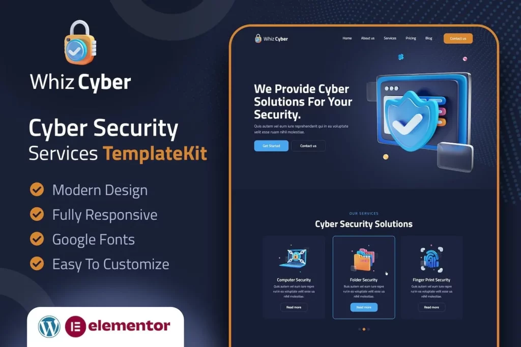 WhizCyber – Cyber Security Elementor Template Kit