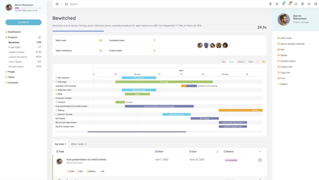 wProject – Informative project management system built on WordPress 5.3.0