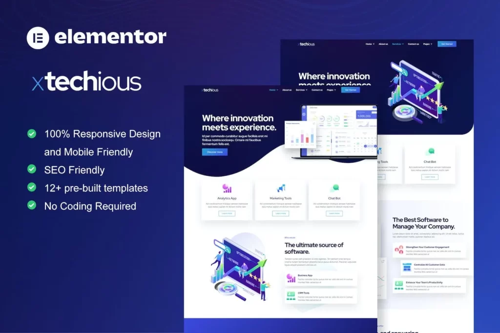 Xtechious – Saas &amp; Digital Tech Company Elementor Template Kit
