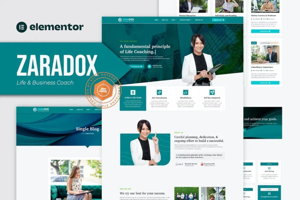 Zaradox – Life &amp; Business Coach Elementor Template Kit