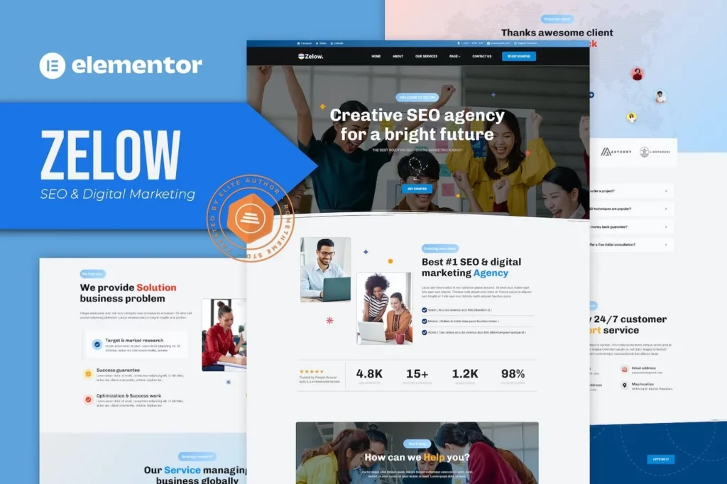 Zelow – SEO &amp; Digital Marketing Agency Elementor Template Kit