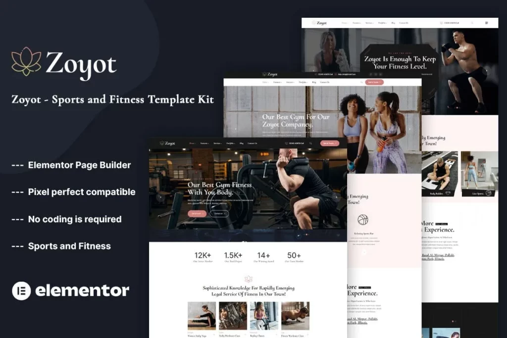 Zoyot – Sports &amp; Fitness Elementor Template Kit
