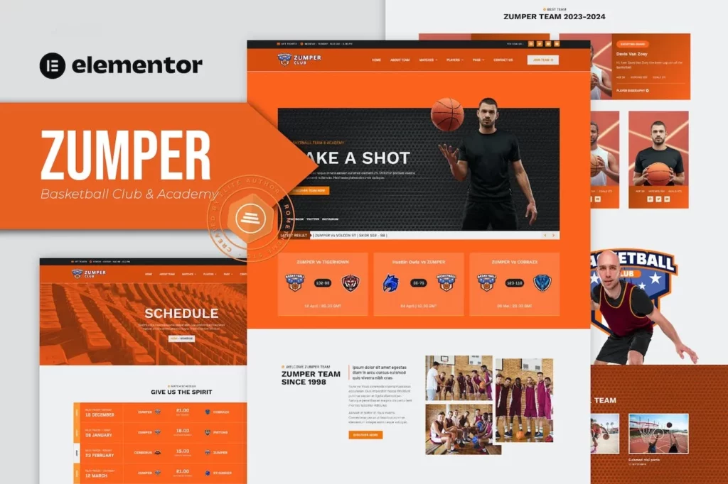 Zumper – Basketball Club &amp; Academy Elementor Template Kit