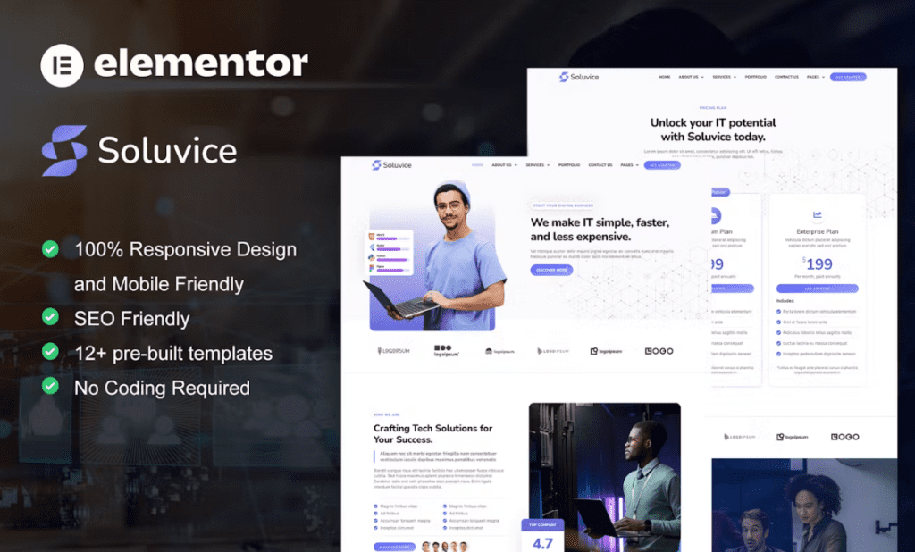 Soluvice – IT Solutions &amp; Services Company Elementor Pro Template Kit