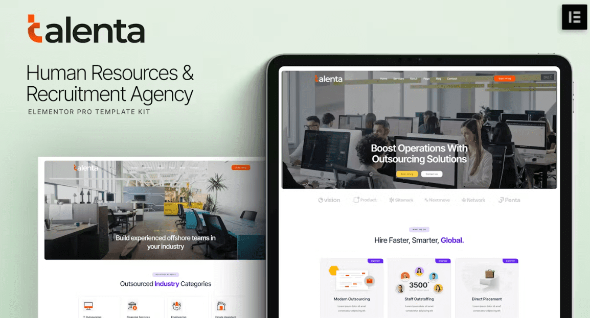 Talenta – Human Resources &amp; Recruitment Agency Elementor Template Kit