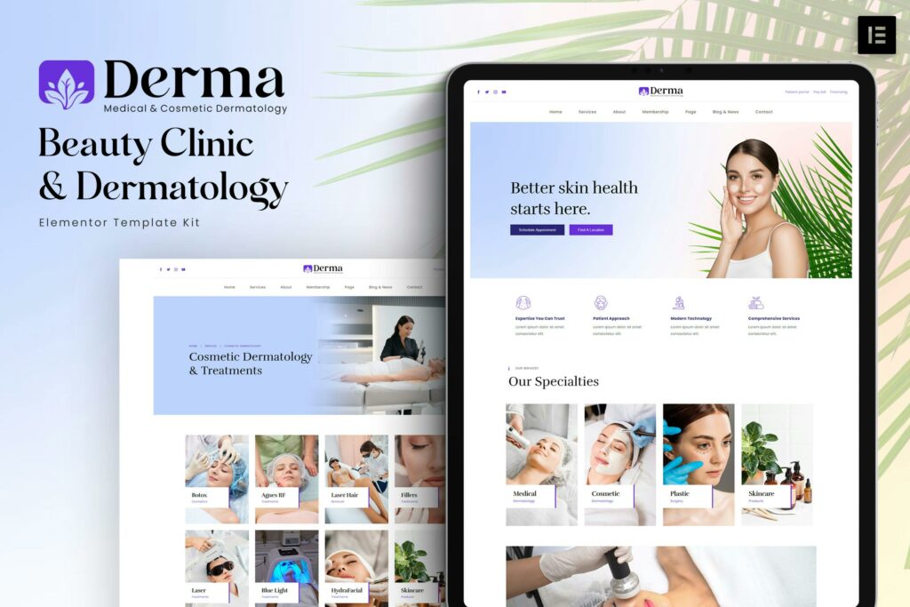 Derma – Beauty Clinic &amp; Dermatology Elementor Template Kit