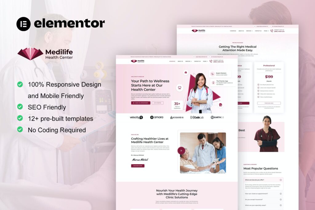 MediLife – Medical Clinic Services Elementor Template Kit
