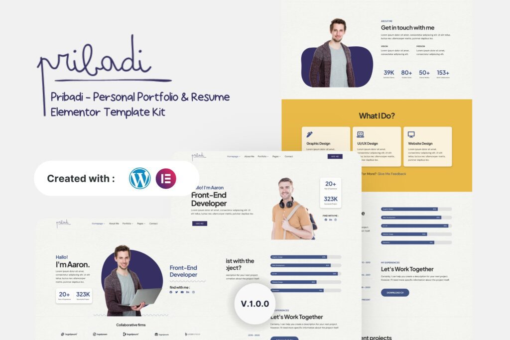 Pribadi – Personal Portfolio &amp; Resume Elementor Template Kit