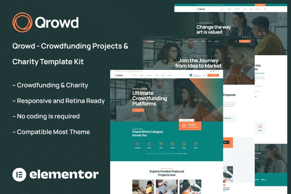 Qrowd – Crowdfunding Projects &amp; Charity Template Kit