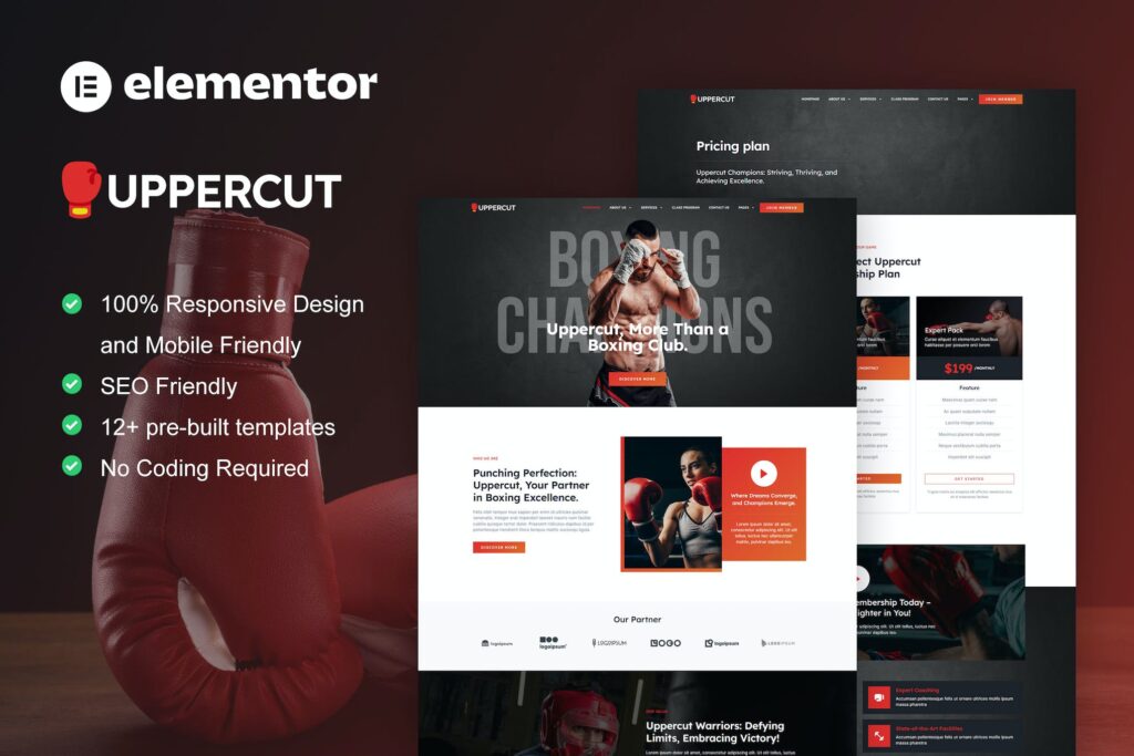 Uppercut – Boxing School &amp; Martial Arts Elementor Pro Template Kit