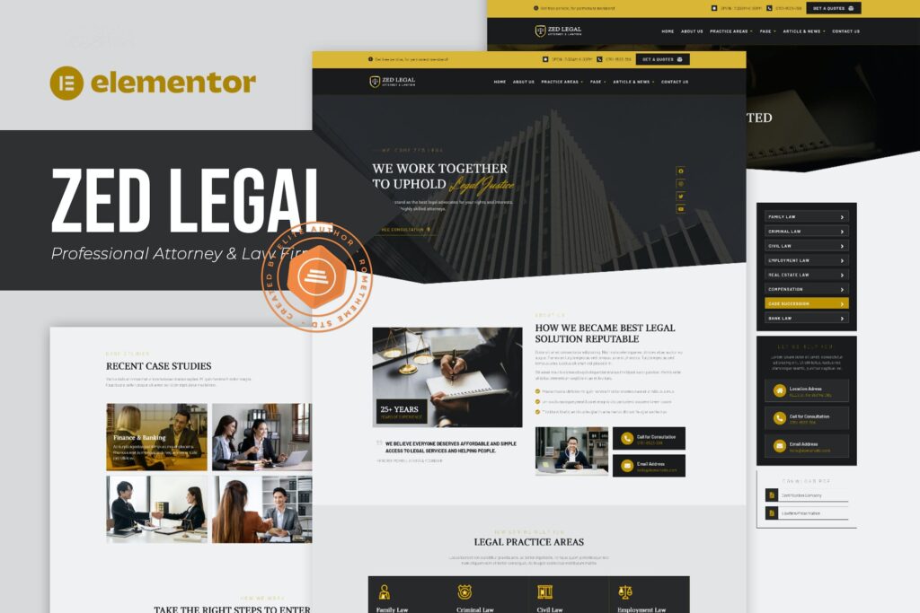 Zed Legal – Professional Attorney &amp; Law Firm Elementor Template Kit