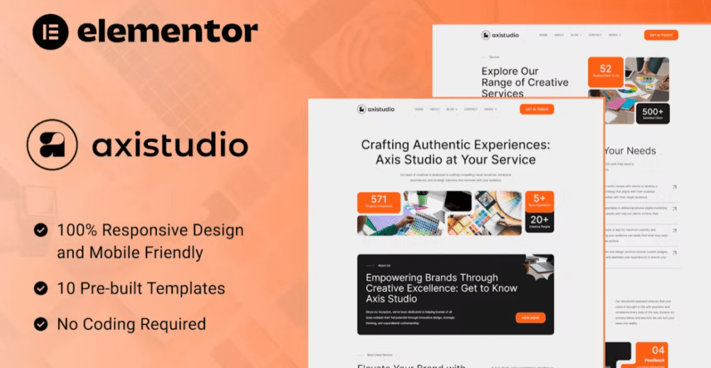 Axistudio – Branding &amp; Creative Studio Elementor Template Kit