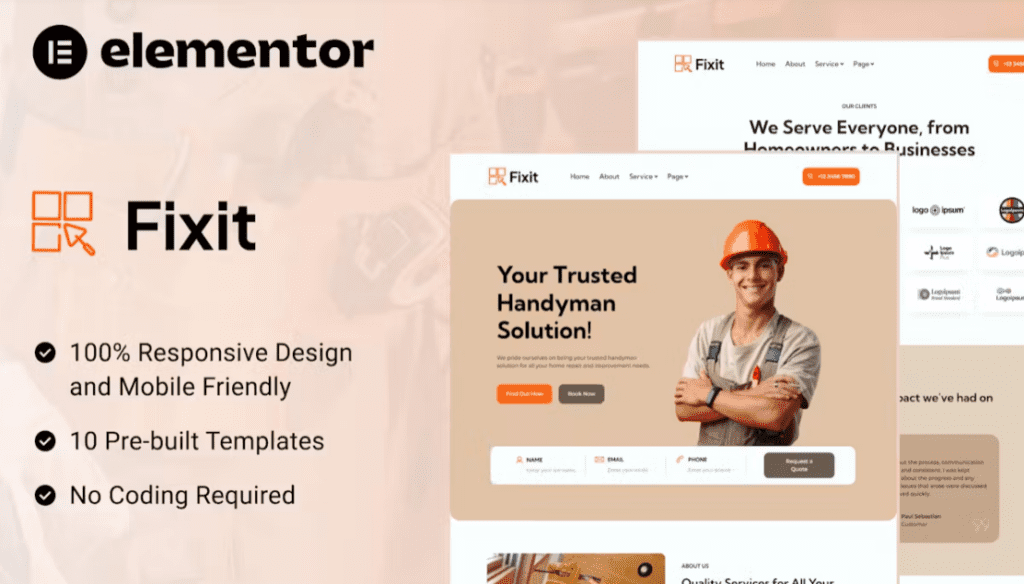 Fixit – Handyman Services Elementor Template Kit