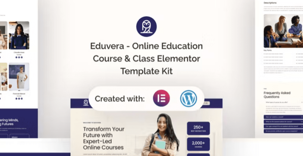 Eduvera – Online Education Course &amp; Class Elementor Template Kit