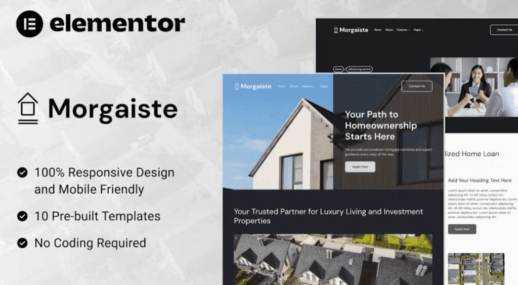 Morgaiste – Real Estate Mortgage Solutions Elementor Template Kit