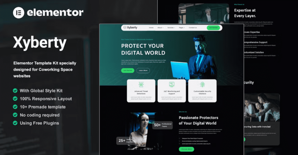 Xyberty – Cyber Security Elementor Template Kit