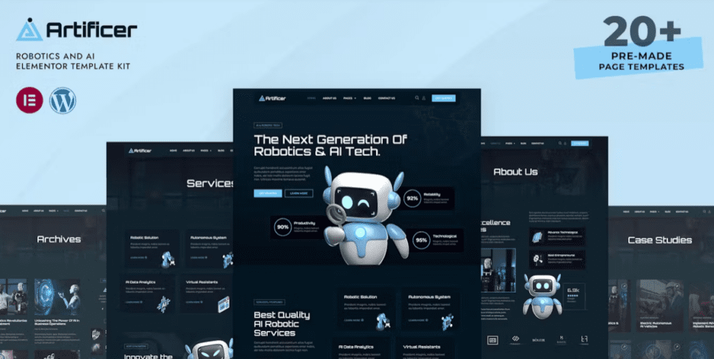 Artificer – Robotics &amp; AI Elementor Pro Template Kit