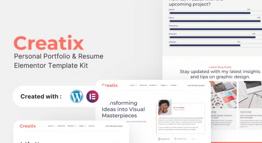 Creatix – Personal Portfolio &amp; Resume Elementor Template Kit
