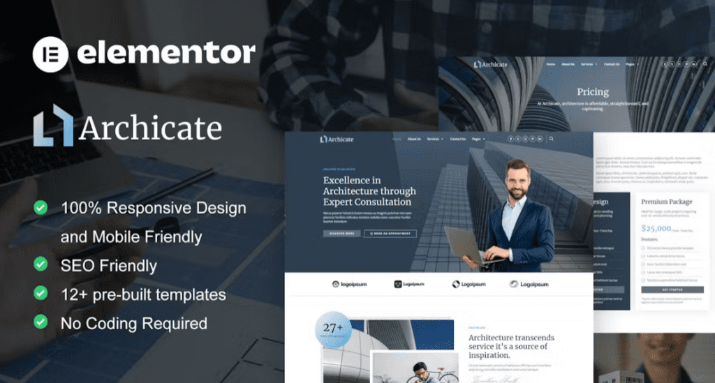 Archicate – Architecture &amp; Construction Consultant Elementor Pro Template Kit