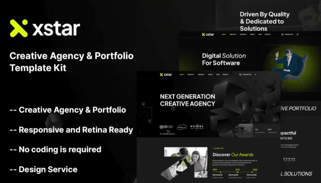 Xstar – Creative Agency &amp; Portfolio Template Kit