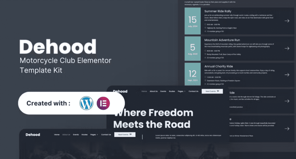 Dehood – Motorcycle Club Elementor Template Kit