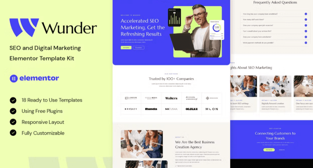 Wunder – SEO &amp; Digital Marketing Elementor Template Kit