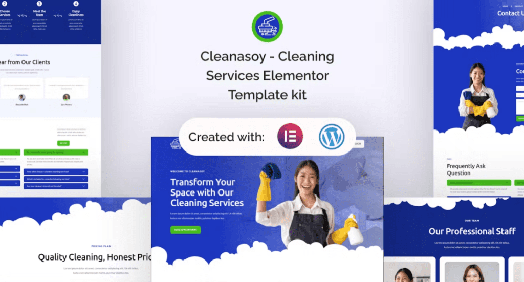 Cleanasoy – Cleaning Services Elementor Template kit