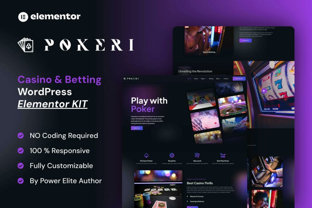 Pokeri – Casino &amp; Betting Elementor Pro Template Kit