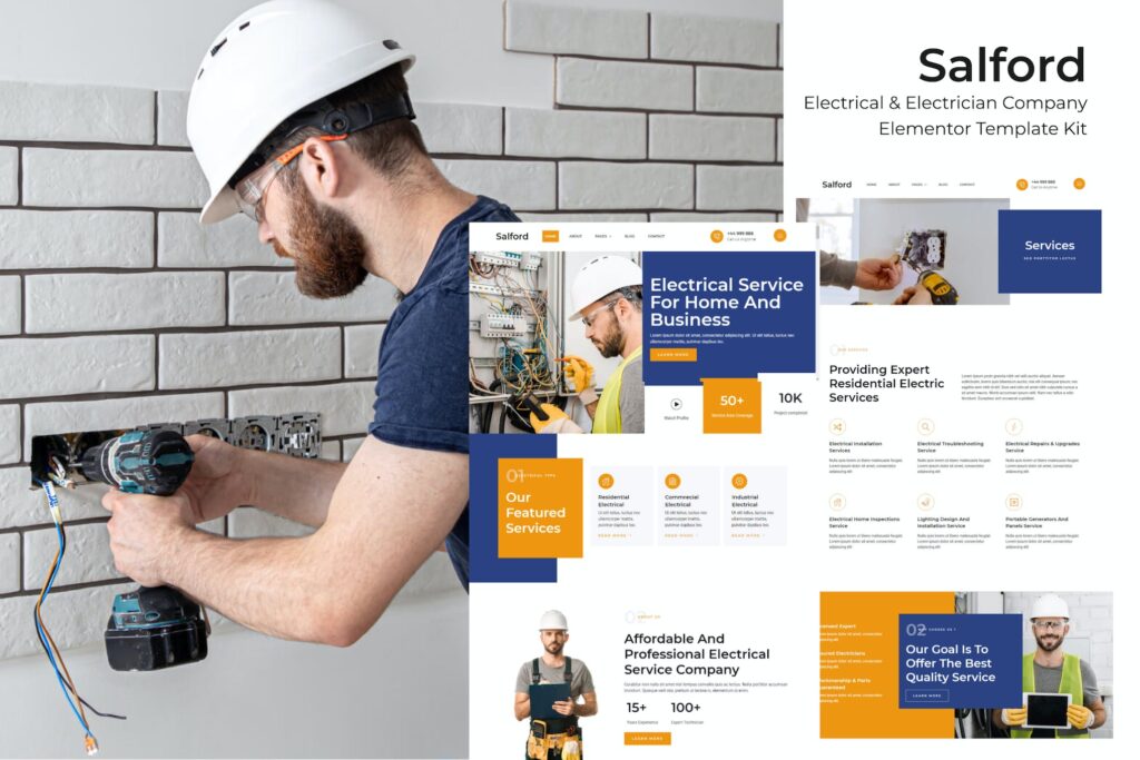 Salford – Electrical &amp; Electrician Service Company Elementor Pro Template Kit