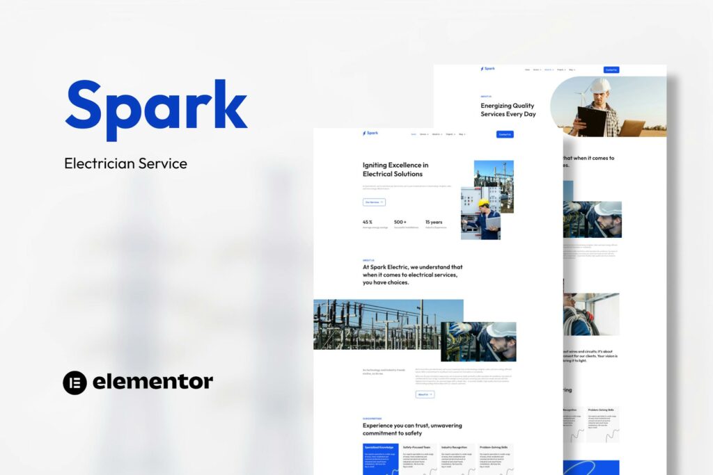 Spark – Electrician Service Elementor Template Kit