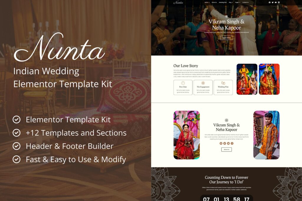 Nunta – Cultural Wedding Elementor Template Kit