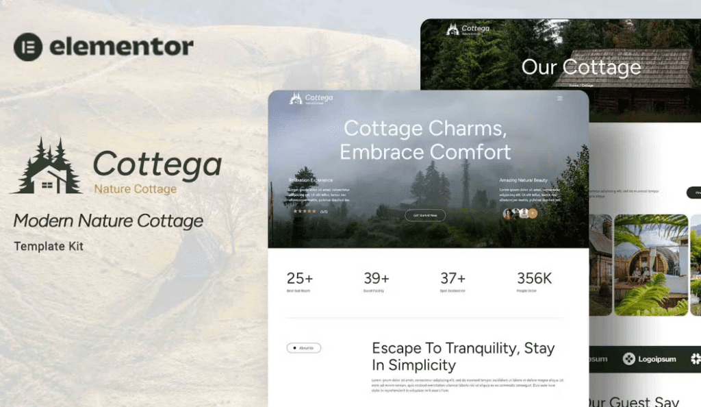Cottega – Modern Nature Cottage Elementor Template Kit