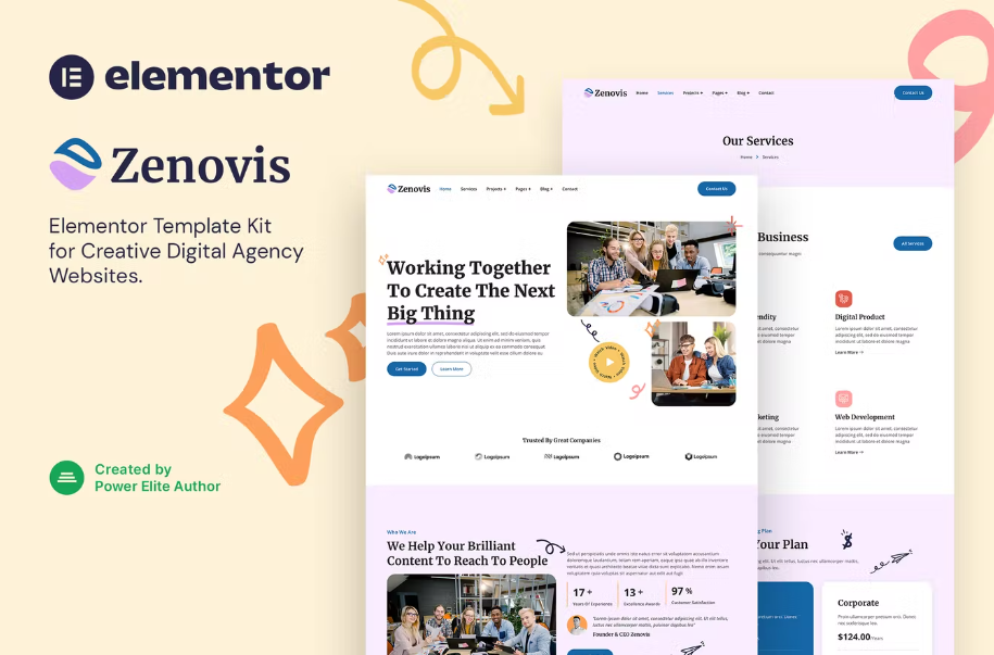 Zenovis Creative Digital Agency elementor template kit