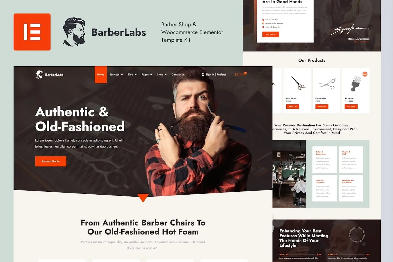 BarberLabs – Barber Shop Elementor Template Kit