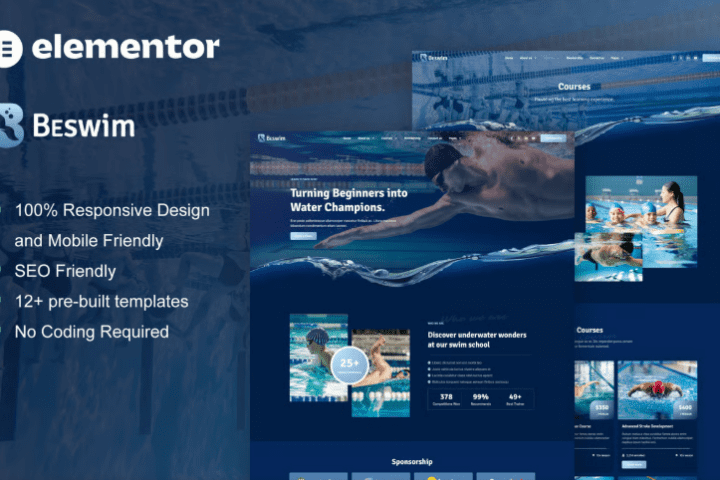 Beswim - Swimming Courses & Training Elementor Pro Template Kit